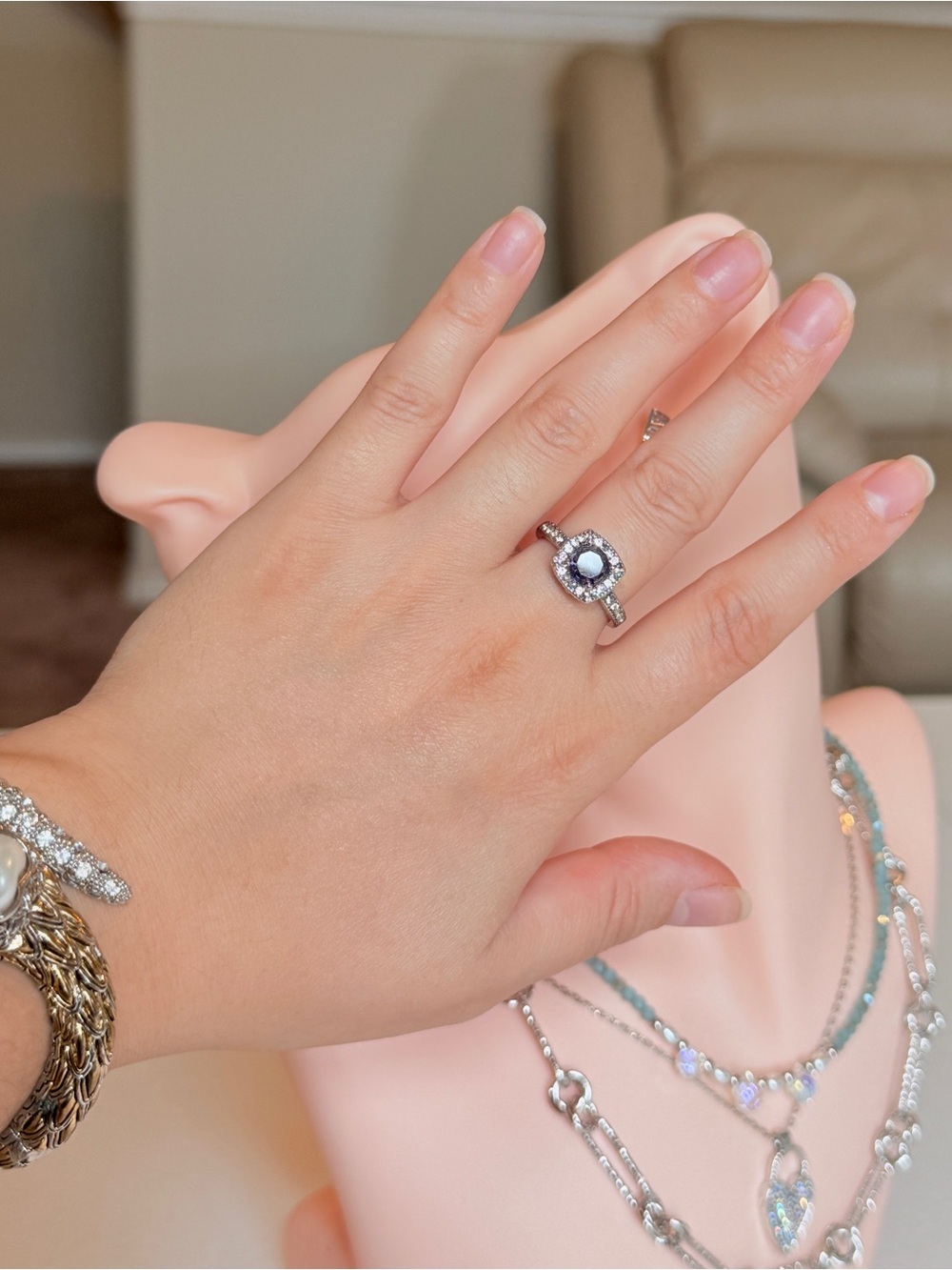 Vintage Design Silver Delicate Purple Stone Ring